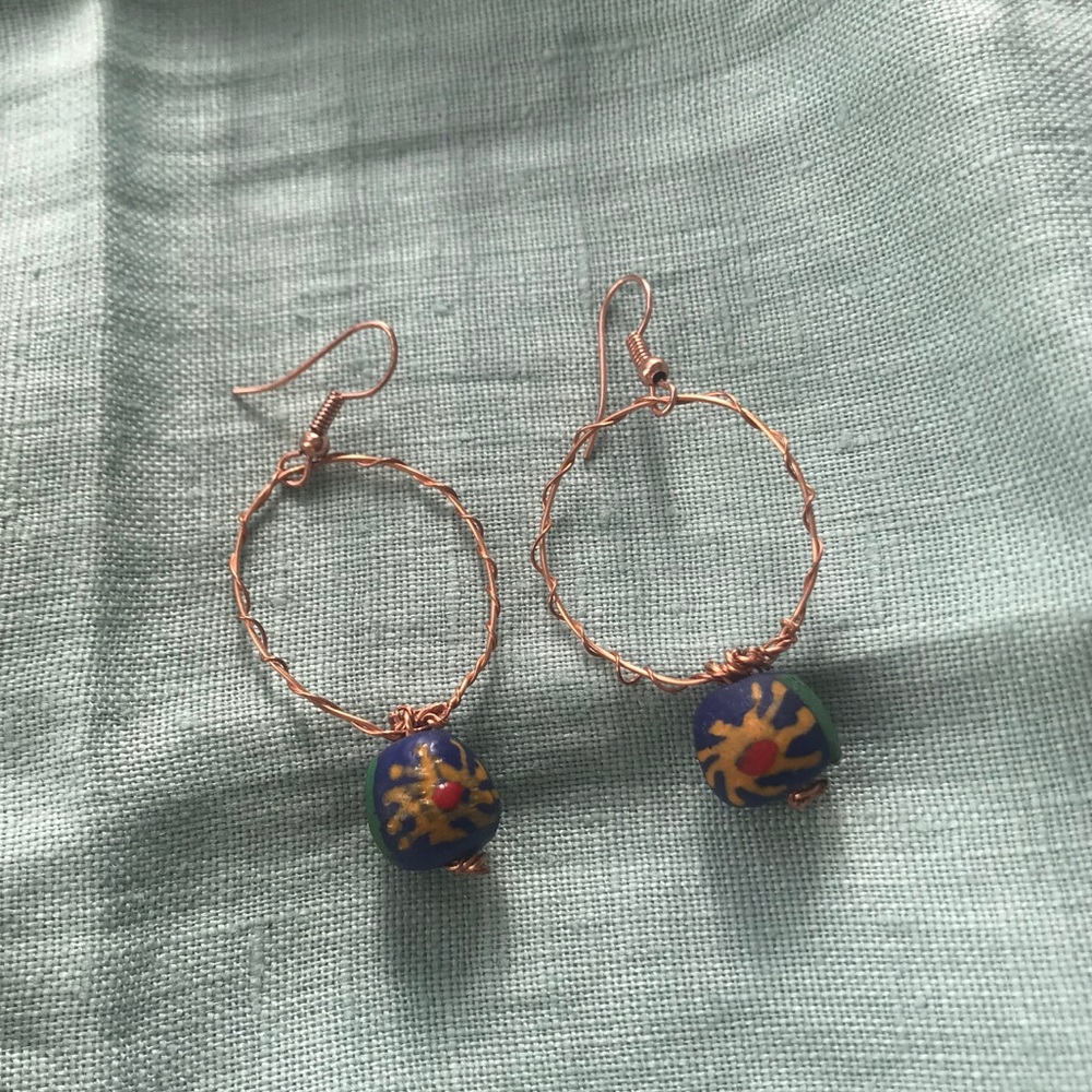 Handmade African glass beaded earrings